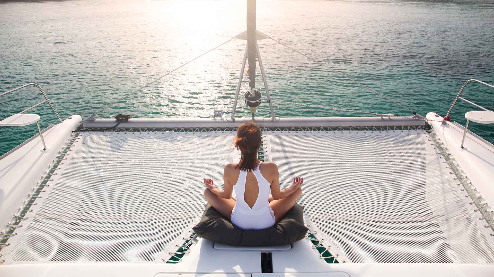 Woman relaxing on a yacht